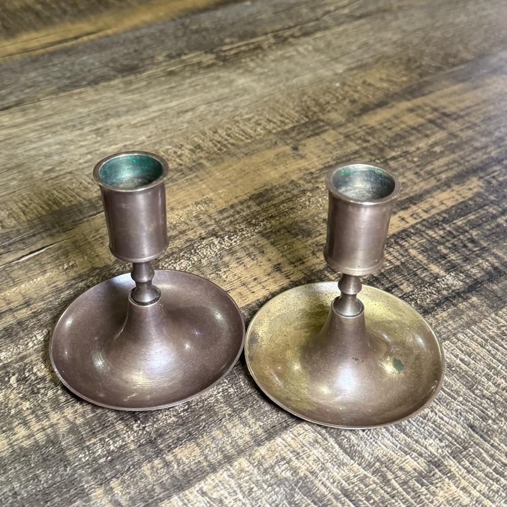 2 Brass Candlestick Holders